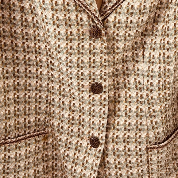 Vintage Alfred Dunner Blazer Tweed Women's 14 Tan Brown With Front Pockets - Picture 7 of 12